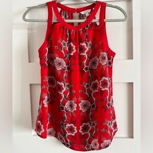 Candie's Red Floral Sleeveless Blouse